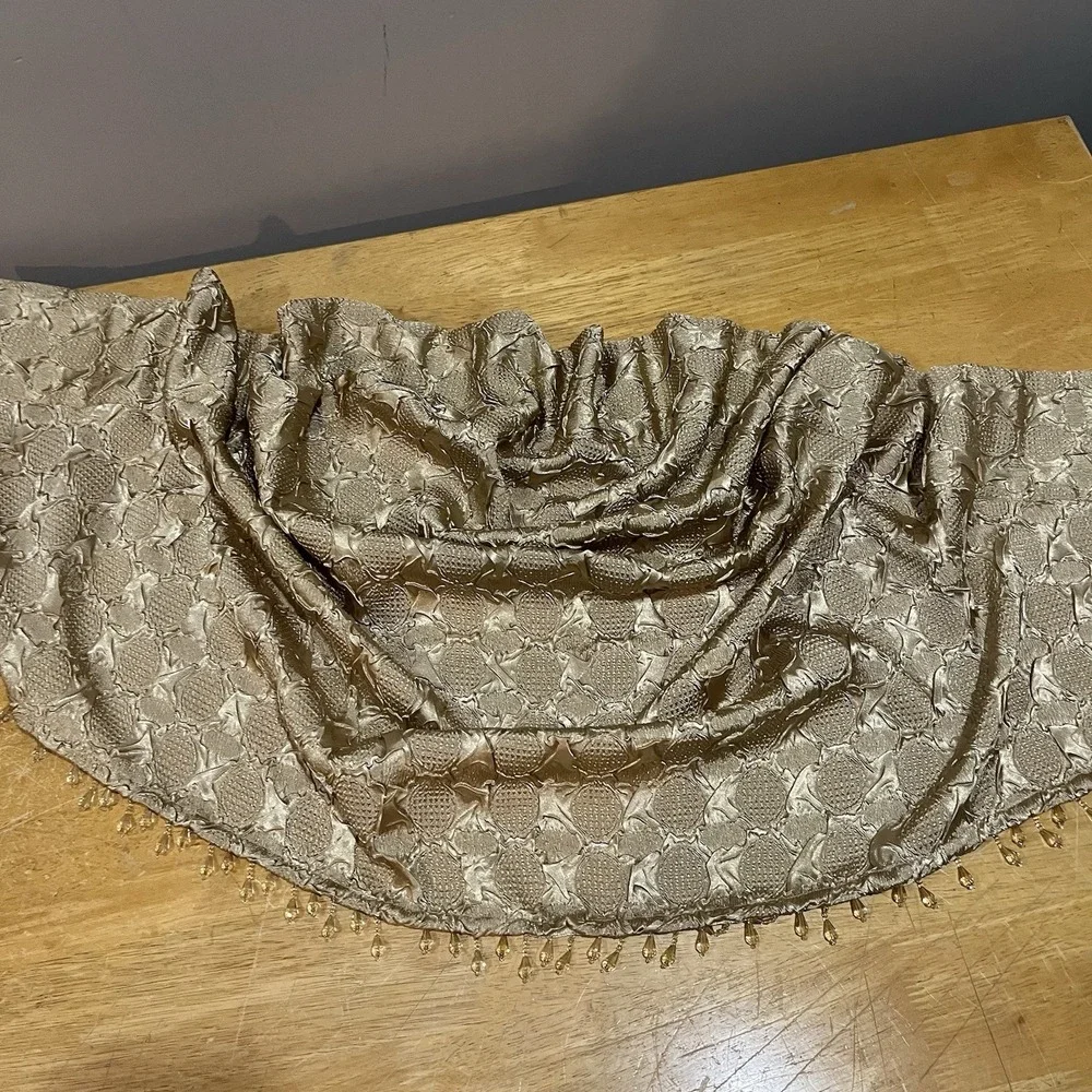 JCPenney Gold Crinkle Waterfall Valance Beads 26x30